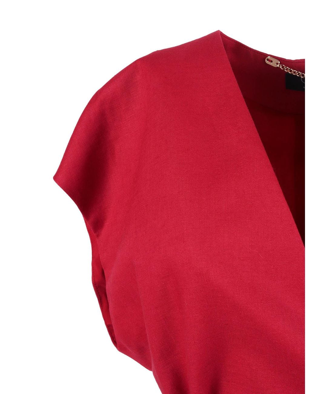 Clips Red Linen Vest