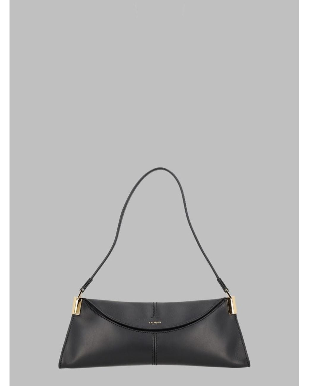 Balmain Gray 64-83 Leather Shoulder Bag Calf