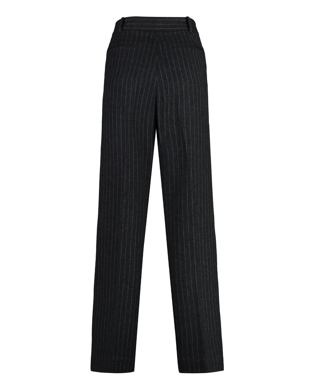 MICHAEL Michael Kors Black Pinstriped Wool Trousers Straight