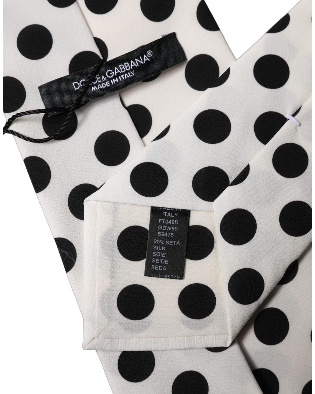 Dolce & Gabbana White Dolce & Gabbana Polka Dot Silk Necktie