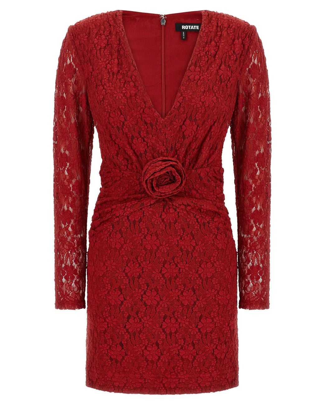 ROTATE BIRGER CHRISTENSEN Red Floral Lace Dress