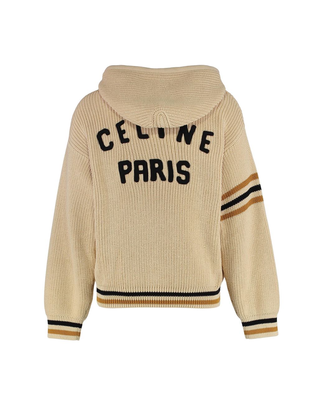 Céline Natural Hooded Zip Sweatshirt Cotton Knitwear for men