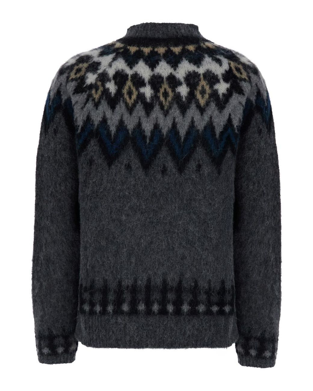 Jucca Black Sweater With Norwegian Motif, Wool Alpaca Tops