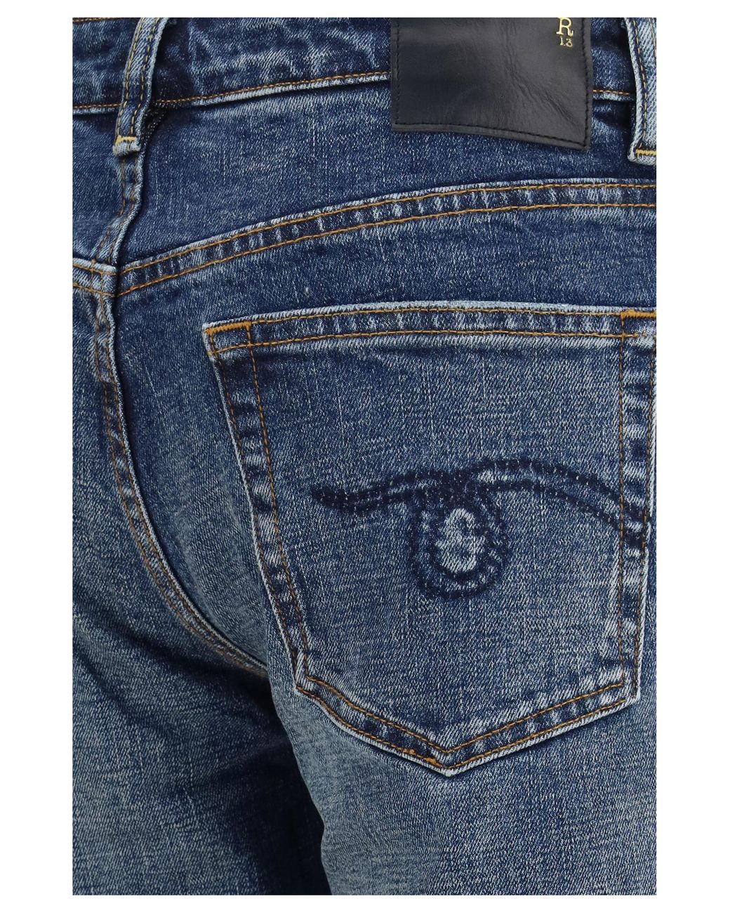R13 Blue Flared Mid Rise Jeans