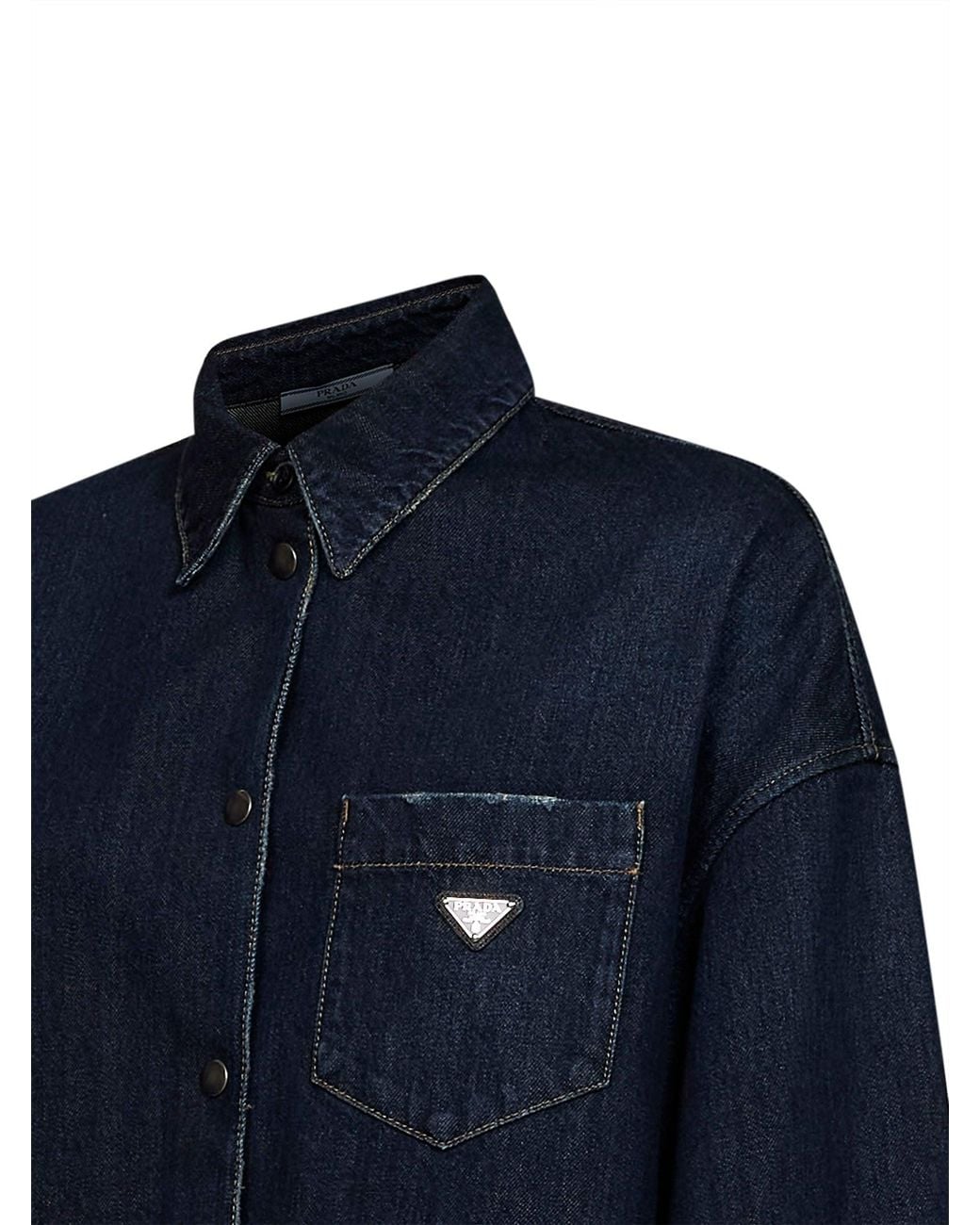 Prada Blue Denim Shirt Cotton
