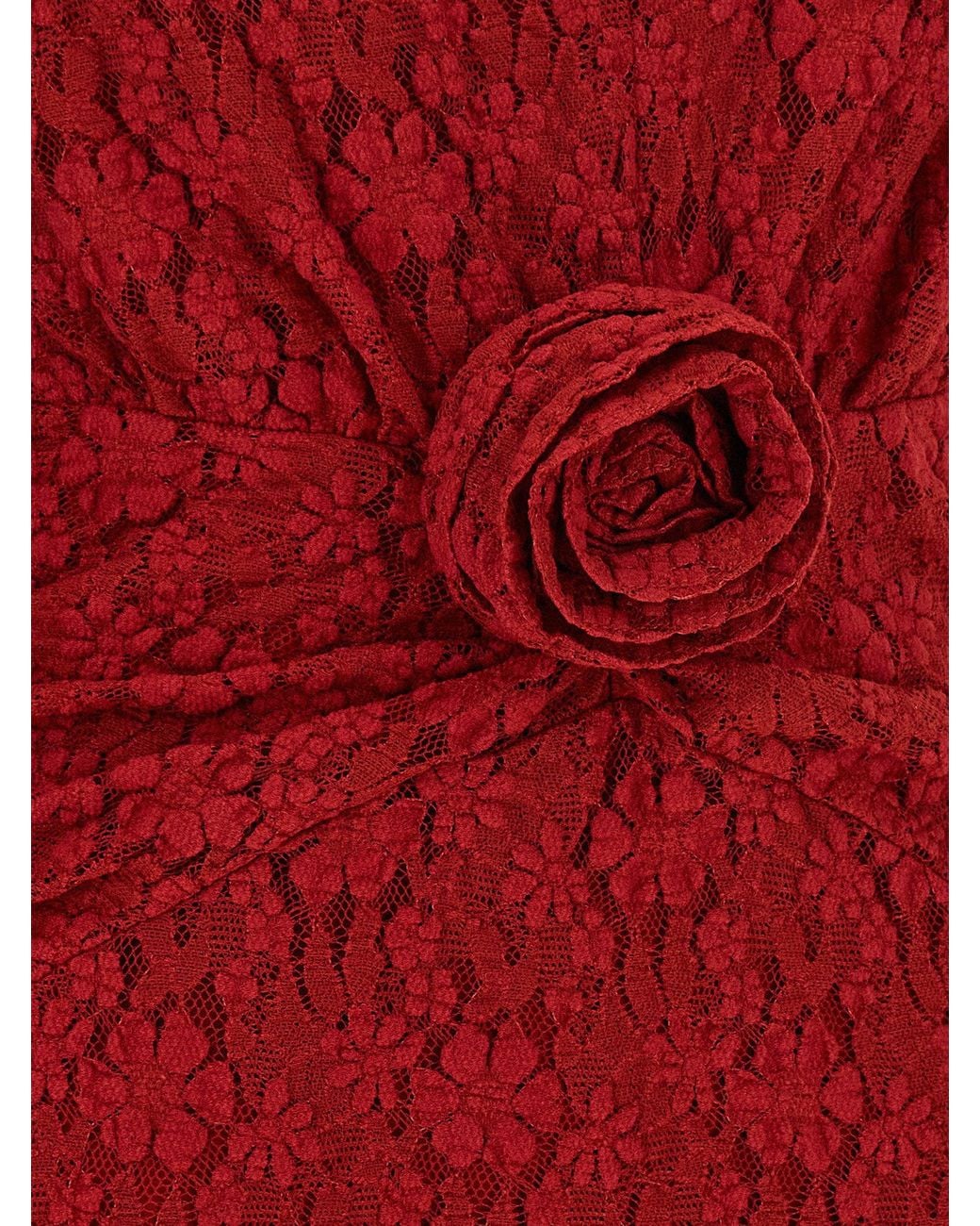ROTATE BIRGER CHRISTENSEN Red Floral Lace Dress