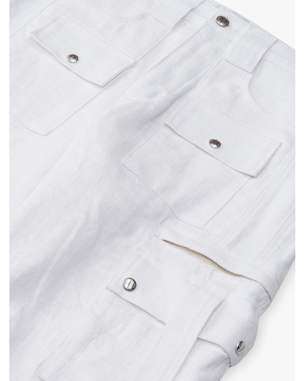 Rhude White Linen Cargo Trousers for men