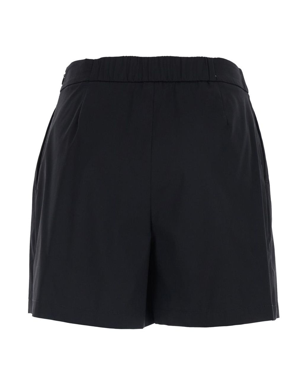 Le Plain Black Cotton Blend Semi-Elasticated Waist Shorts For Nylon Elastane And Bermuda