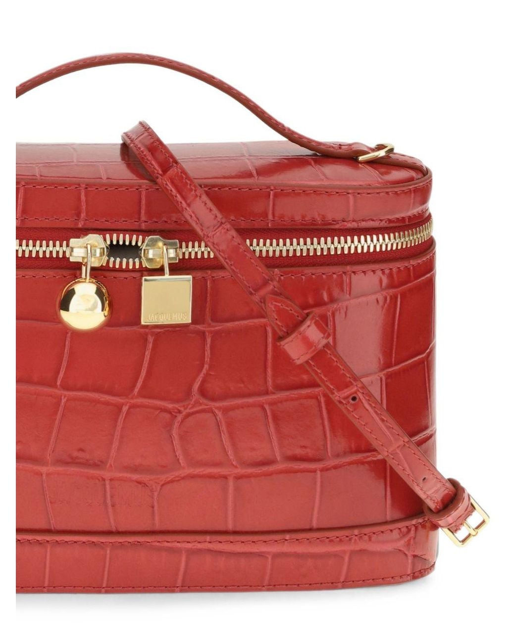 Jacquemus Red Croc-Effect Leather Top Handle Bag