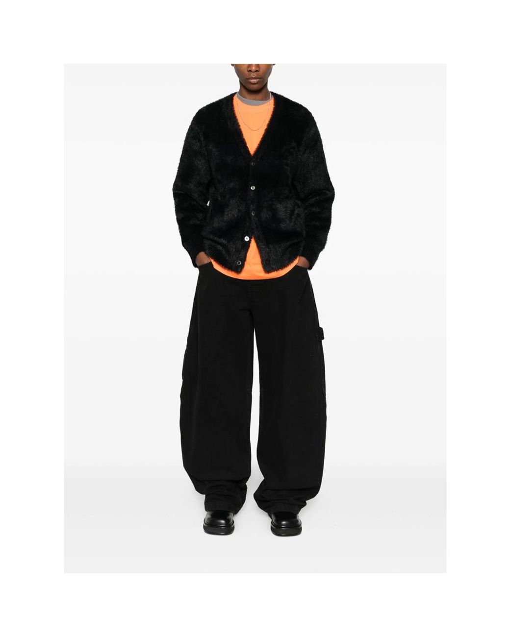 BOILER ROOM Black Hairy Cardigan for men