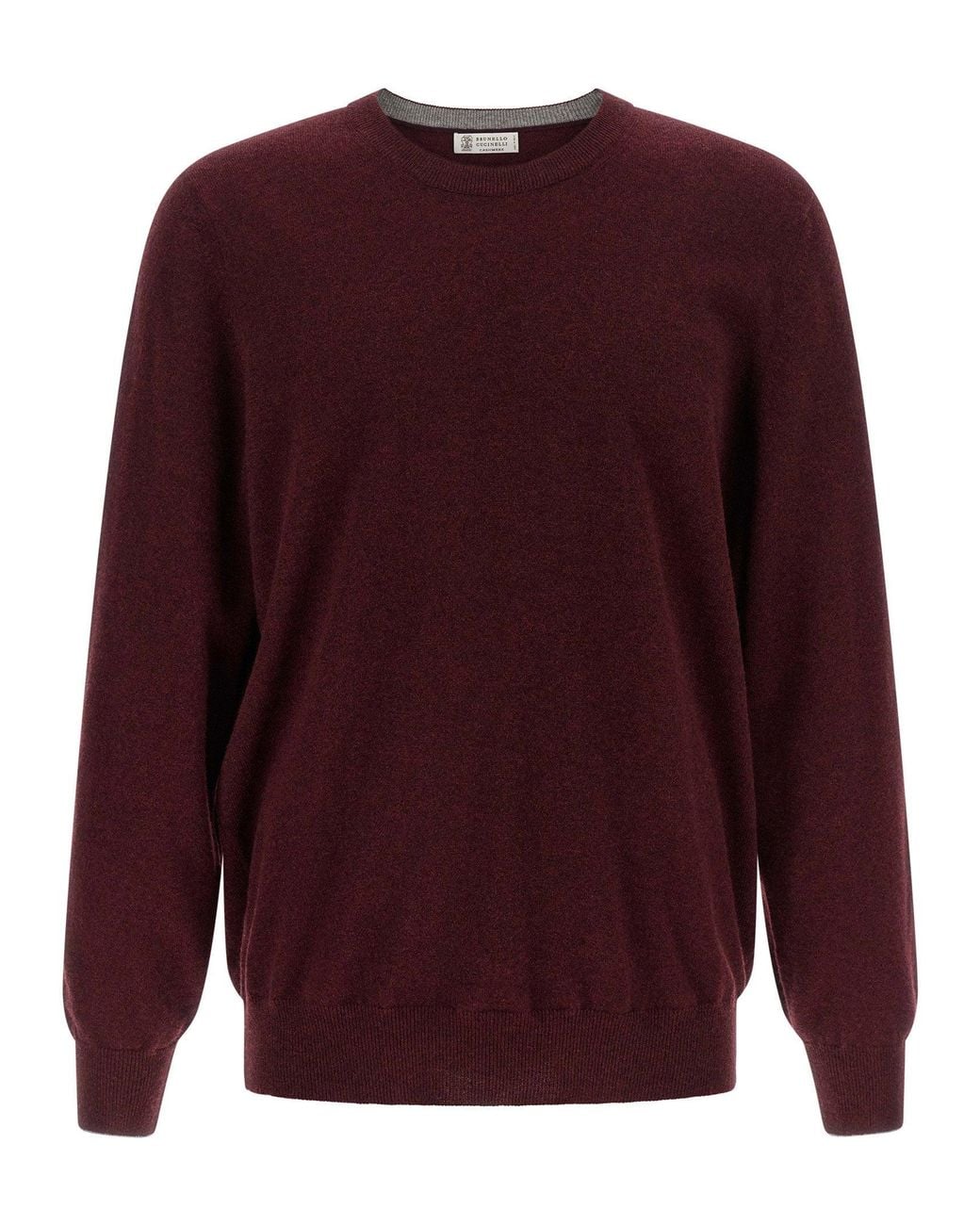 Brunello Cucinelli Red Pure Cashmere Crew Neck Sweater for men