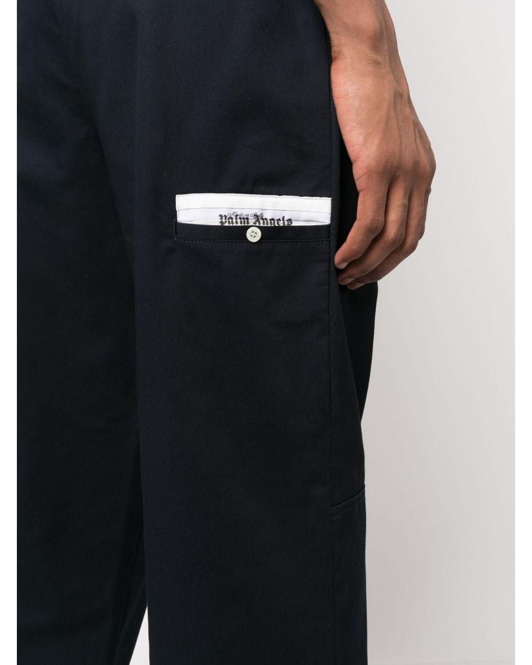 Palm Angels Blue Cotton Trousers for men
