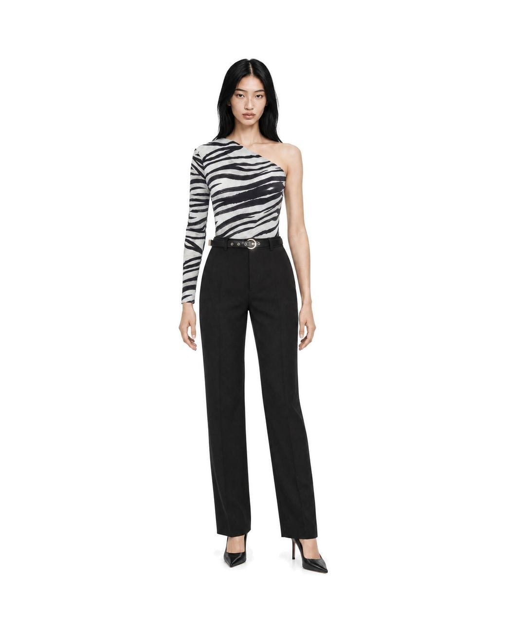 Patrizia Pepe White Zebra Print Bodysuit/ Elastane Top