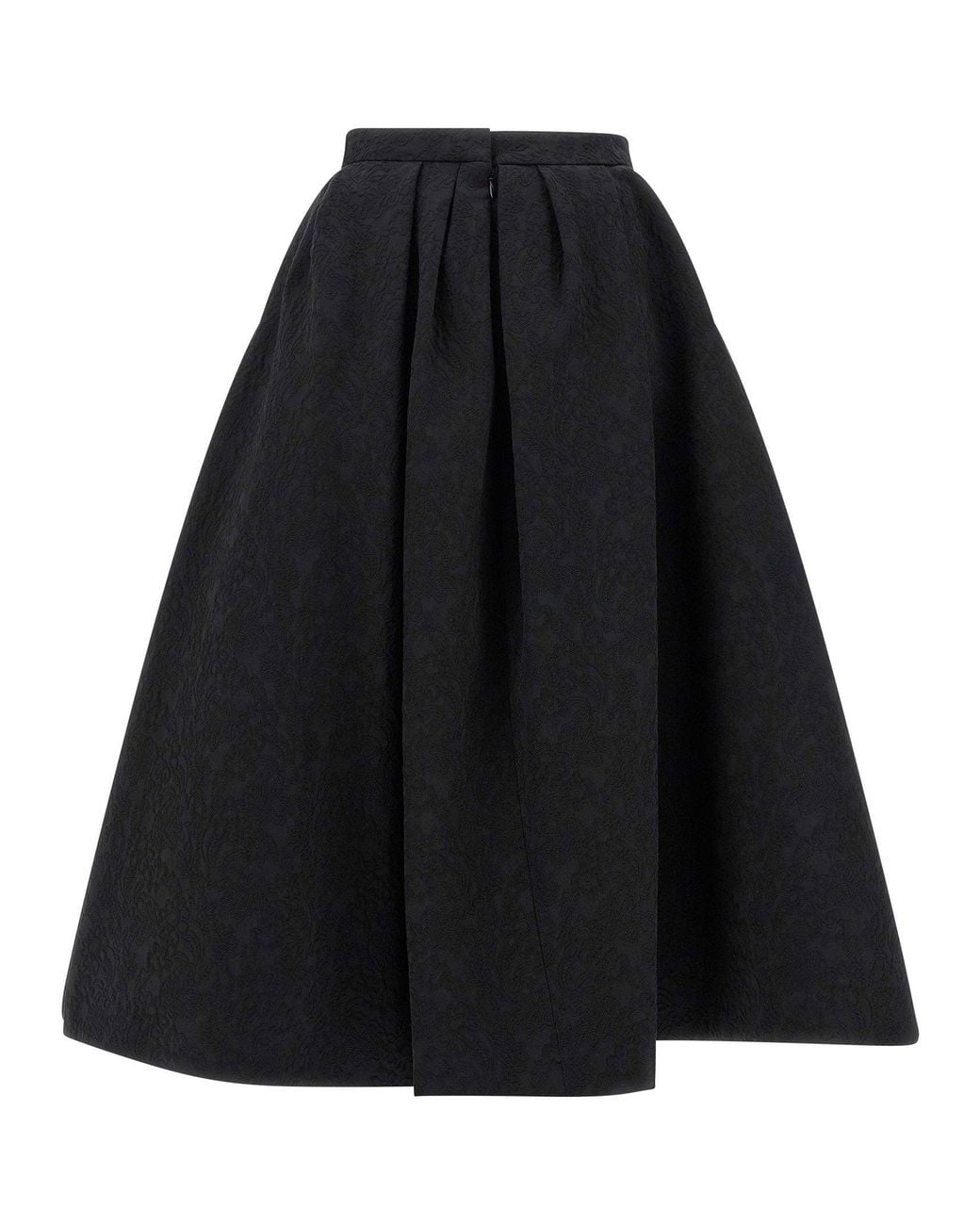 Carolina Herrera Black Cotton Jacquard Full Skirt