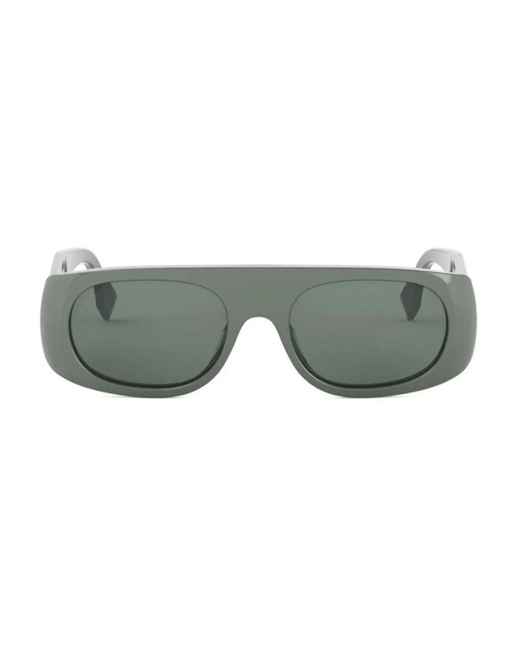 Fendi Green Sunglasses Rectangle Full Rim, Shiny Frame And Lens Fe40169I96N for men