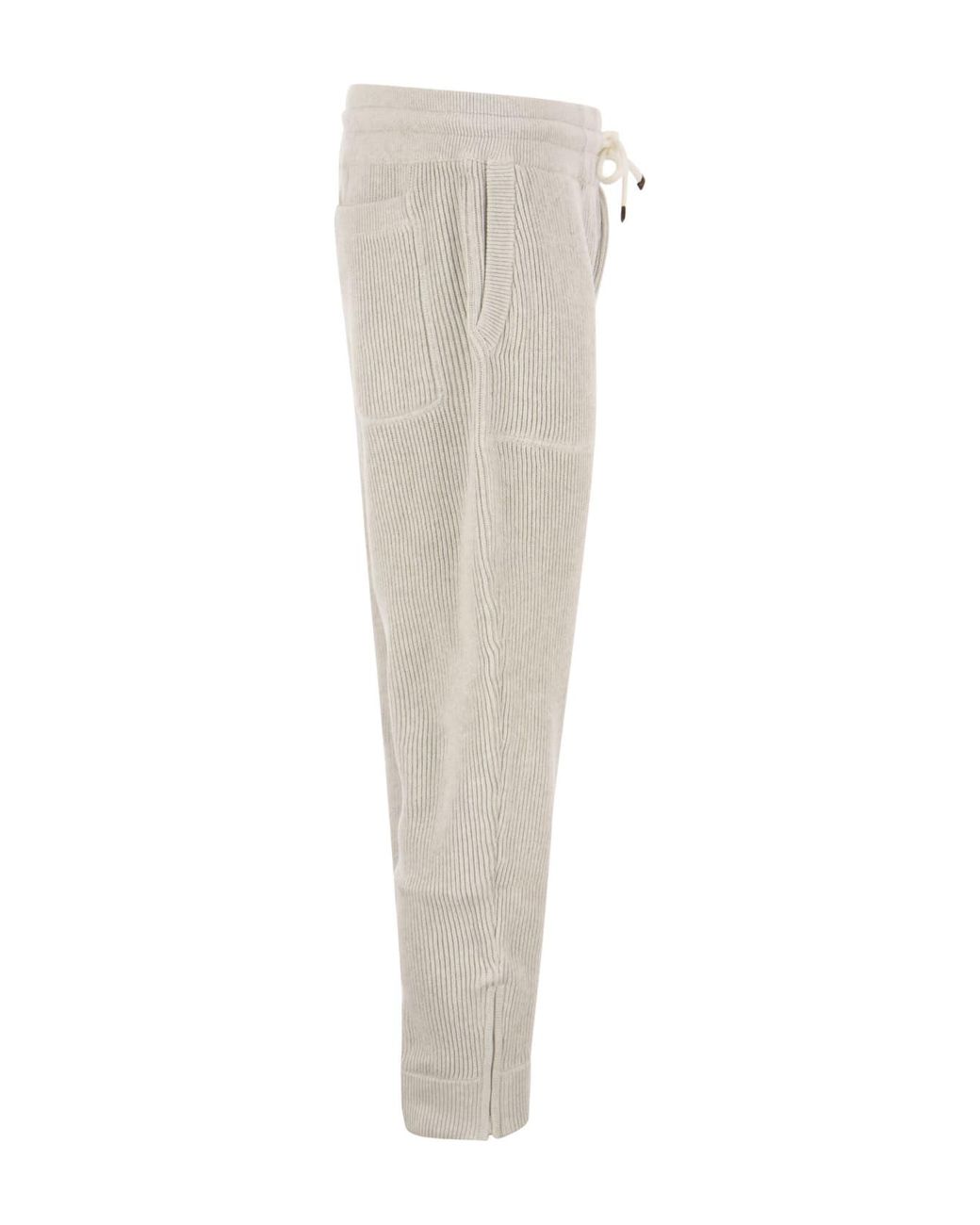 Brunello Cucinelli Natural Light Ribbed Trousers for men