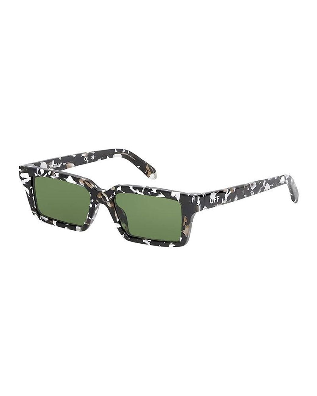 Off-White c/o Virgil Abloh Green Sunglasses Rectangle Full Rim, Havana Frame And Lens Oeri13Awarren1255