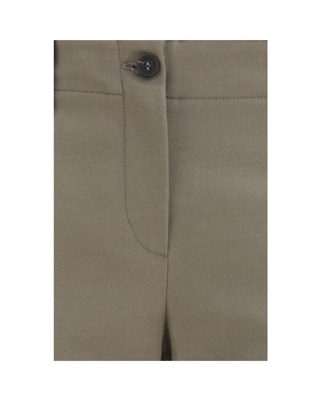 Brunello Cucinelli Gray Brown Cotton Flared Pants