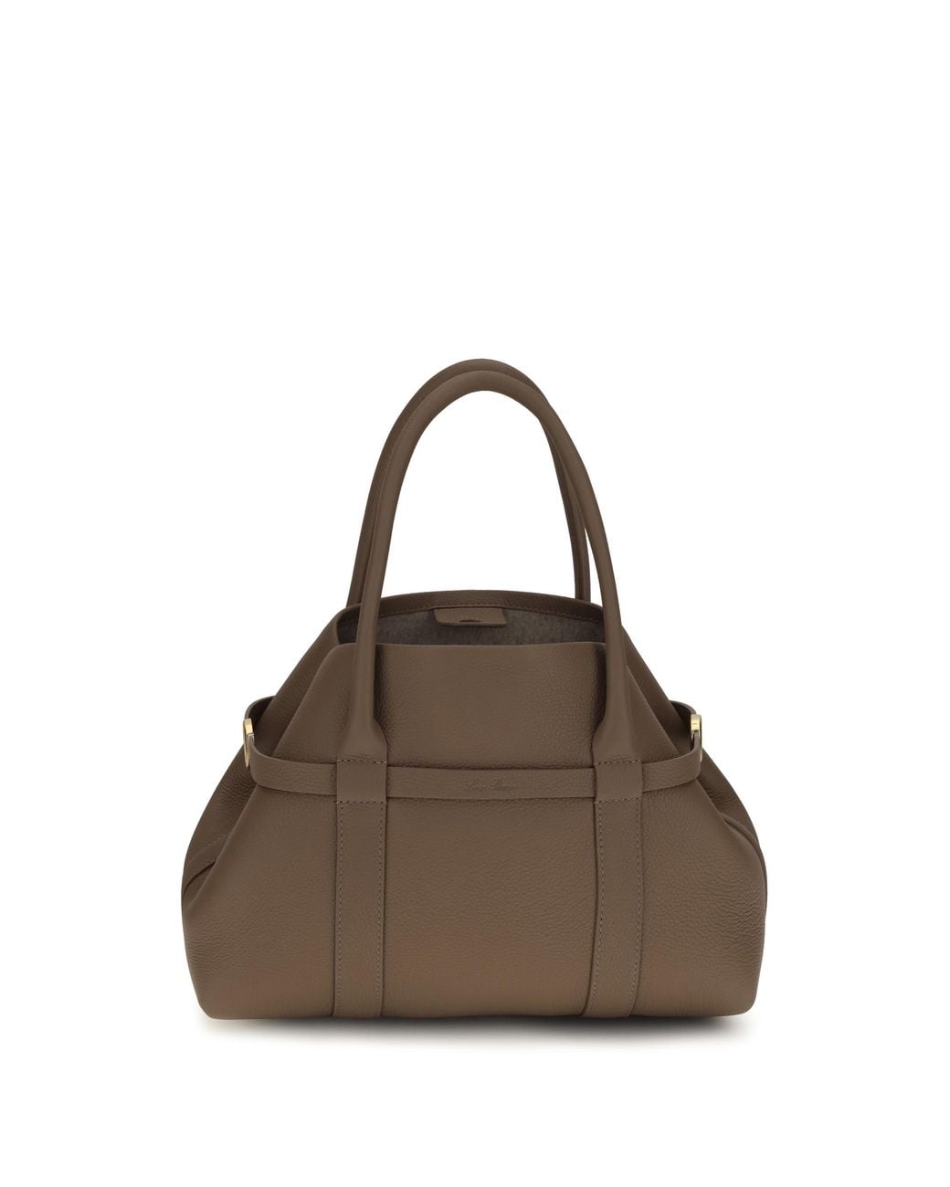 Loro Piana Brown Shoulder Bag Ghiera Calf Leather Sun Fossil/Sun