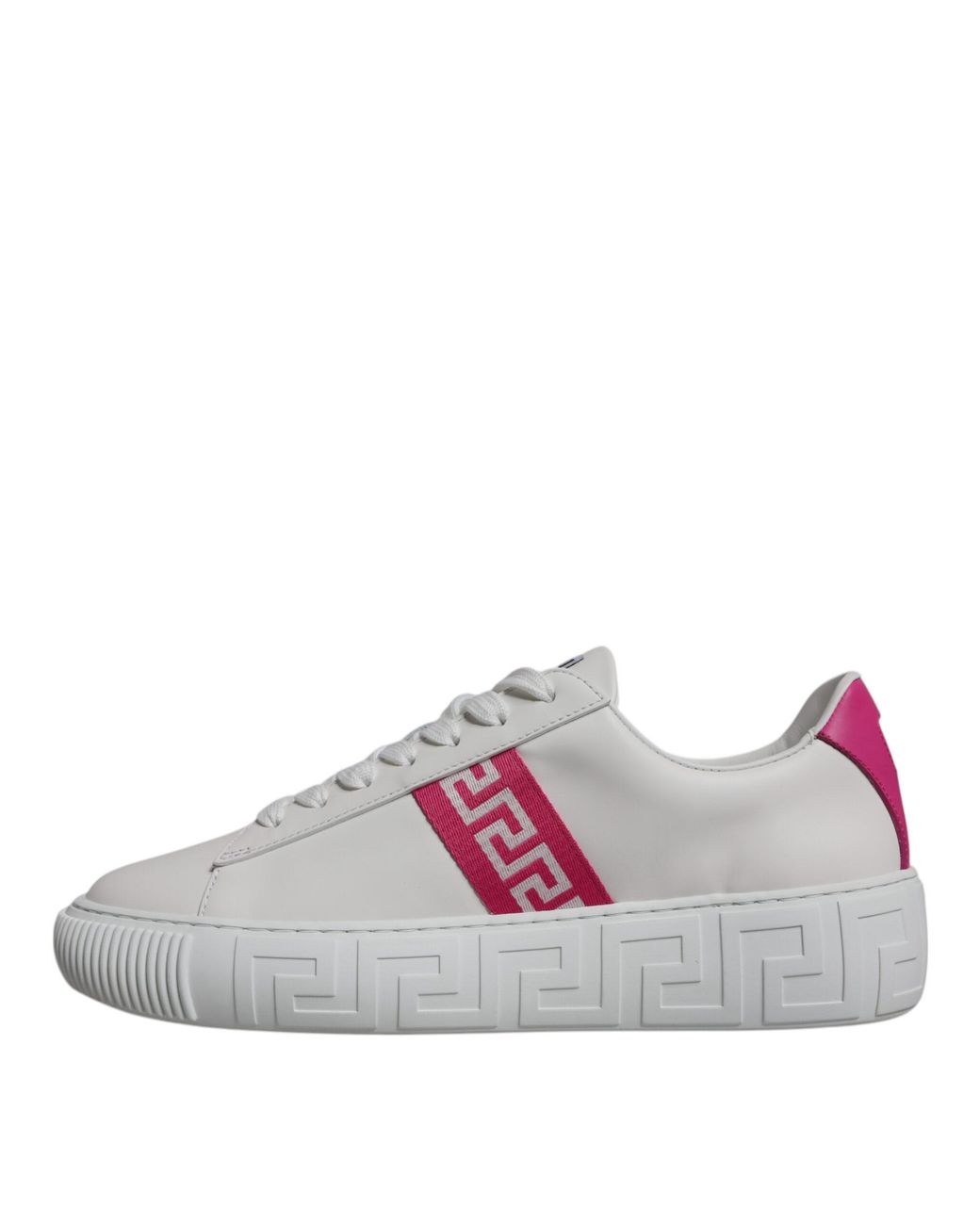 Versace Gray Greca Print Platform Low Top Sneakers Shoes for men