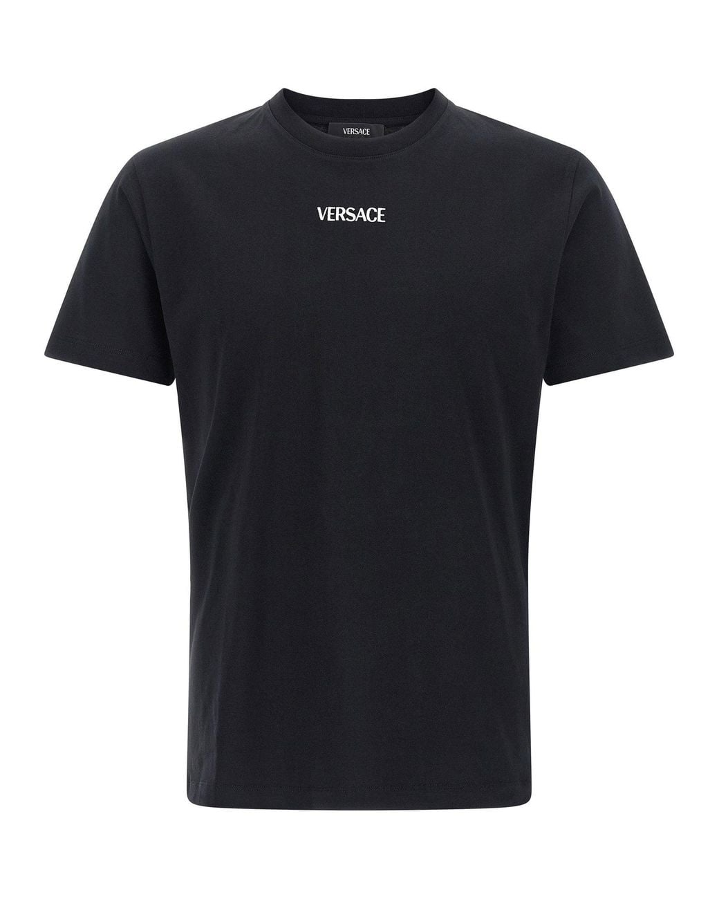 Versace Black Logo-Embroidered Cotton T-Shirt for men