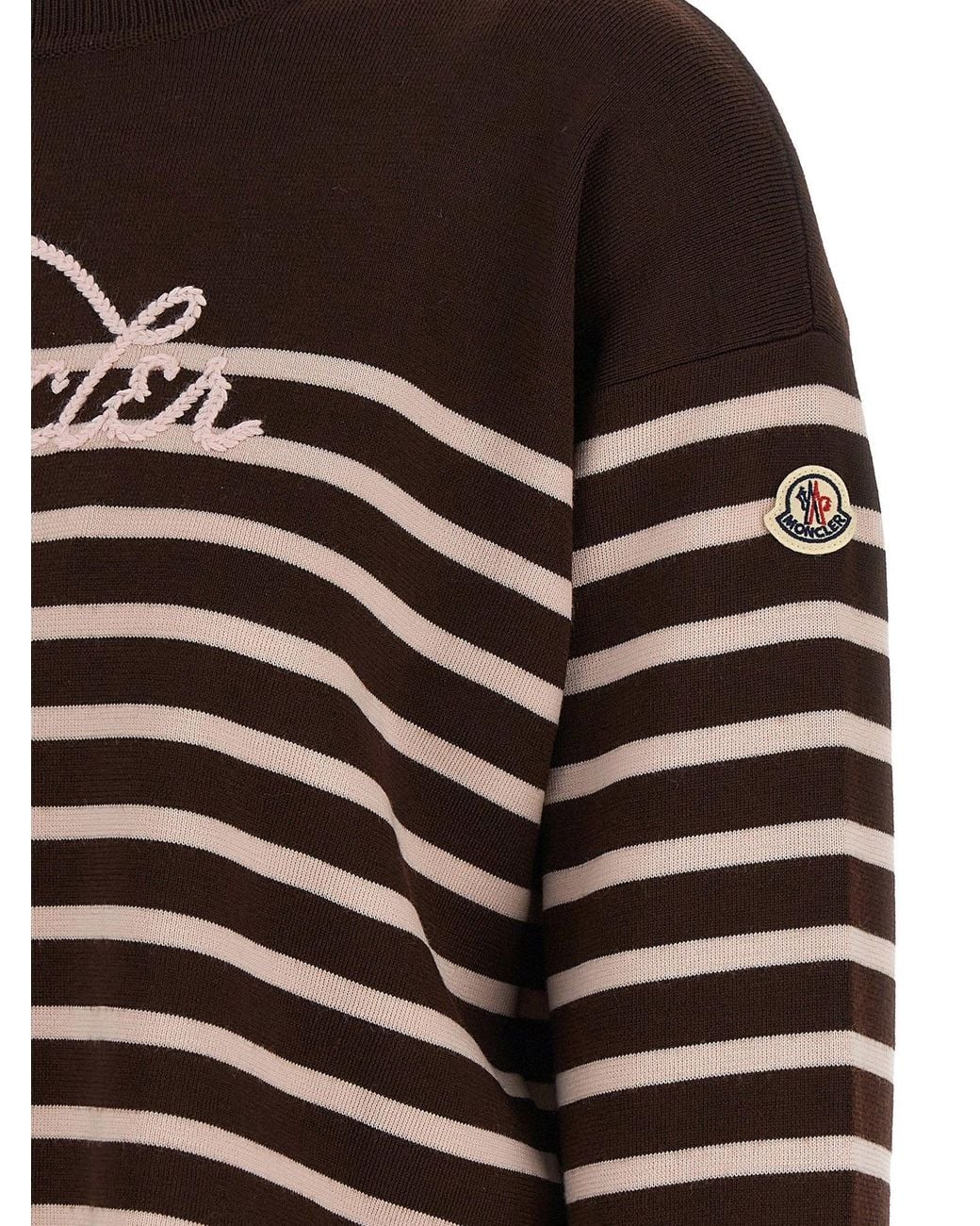 Moncler Black Striped Logo-Embroidered Virgin Wool Sweater