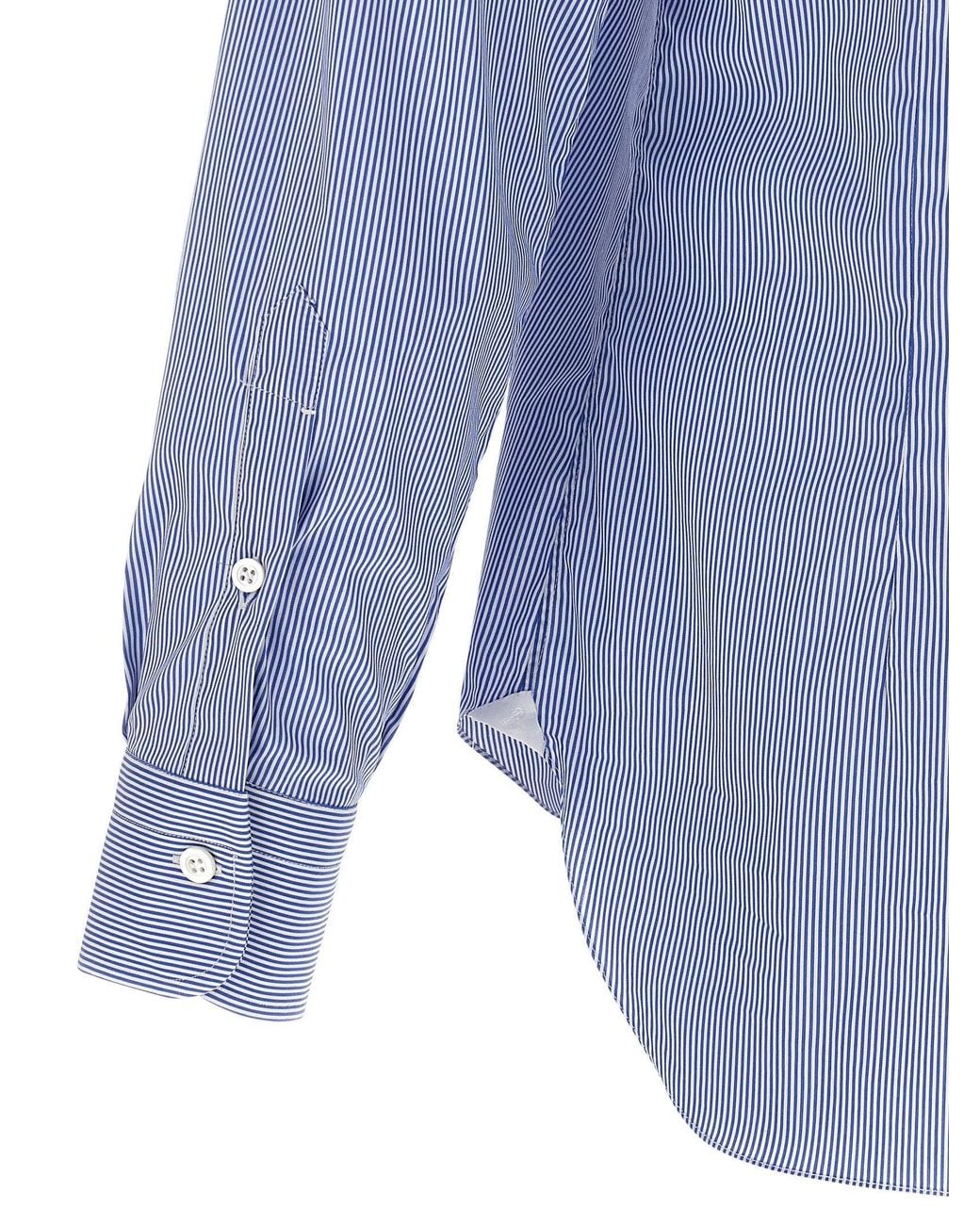 Barba Napoli Blue Striped Cotton Poplin Shirt