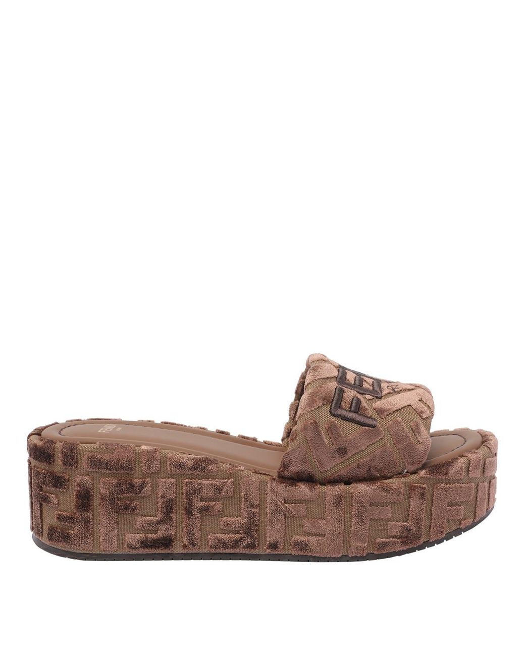 Fendi Sunshine Platform Sandals in Brown | Lyst