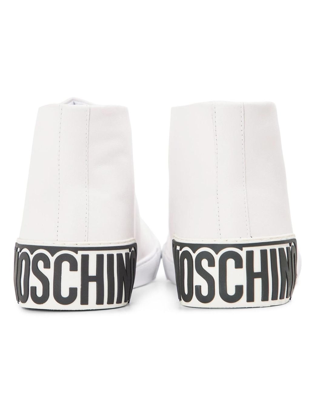 Moschino White Vulc 25 Logo Mid-Top Sneakers Shoes for men