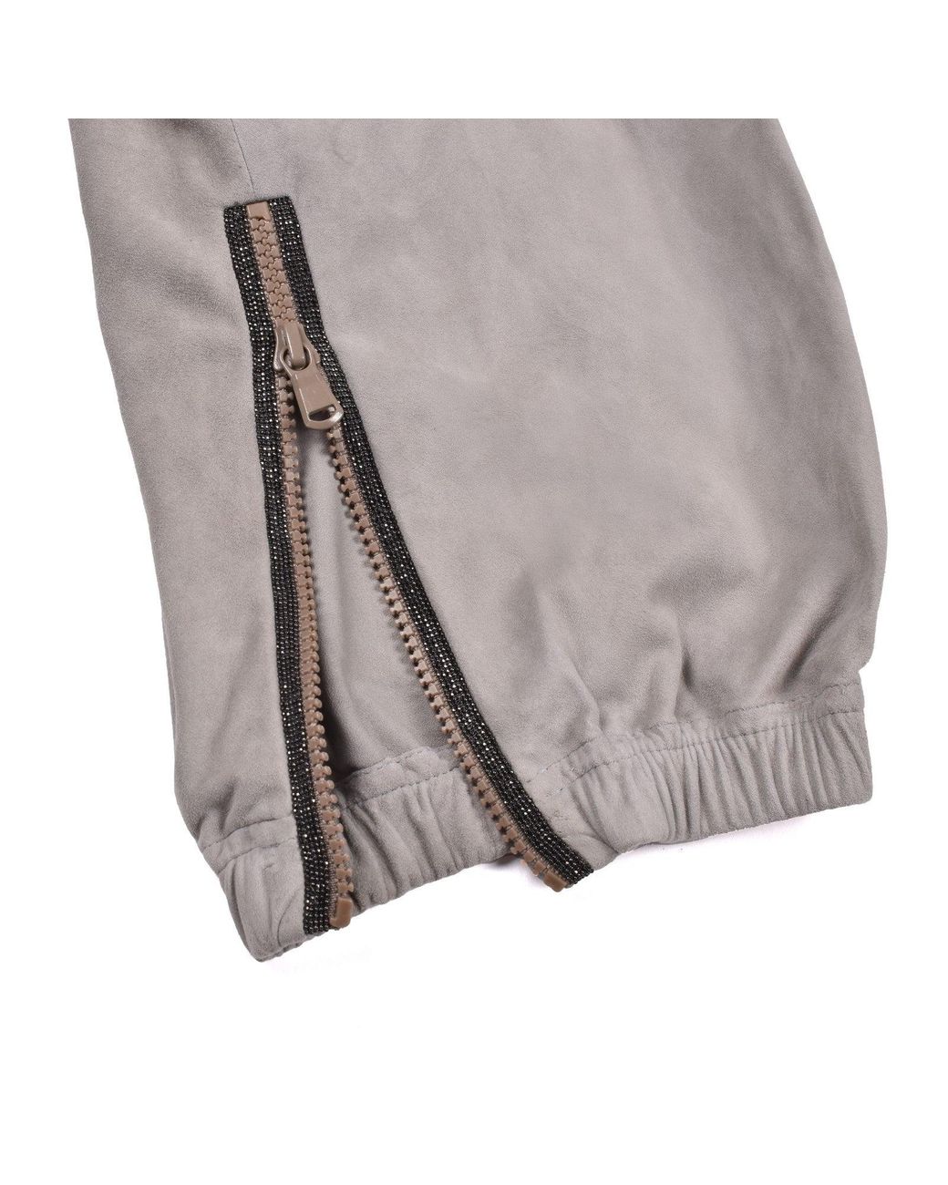 Brunello Cucinelli Gray Light Suede Trousers