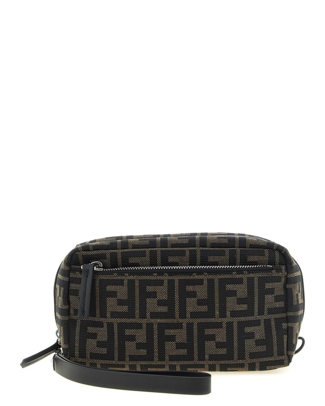 Fendi Black Ff Zucca Jacquard Travel Wallet for men