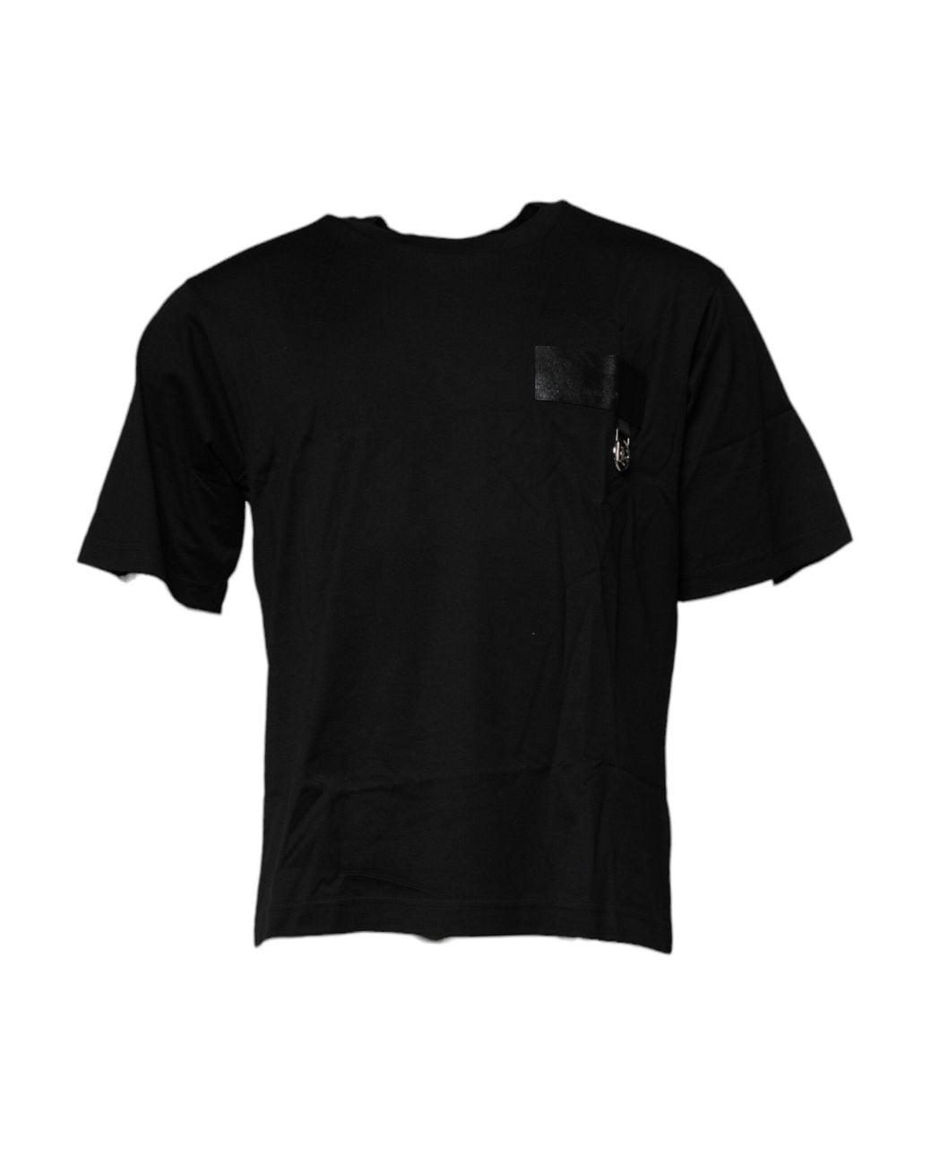 Dolce & Gabbana Black Logo Patch Cotton Crew Neck T-Shirt for men