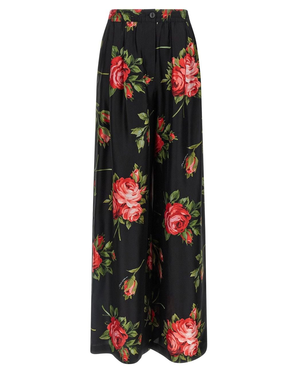 Rose Solid Dolce & Gabbana Dolce & Gabbana Bouquet Rose Trousers in Black | Lyst