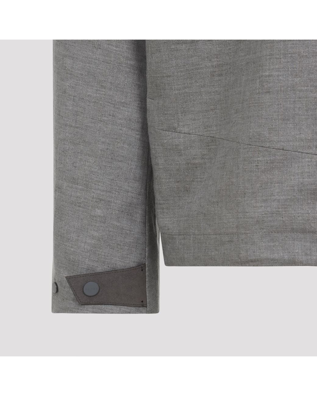Sease Gray Laminated Jacket Linen for men