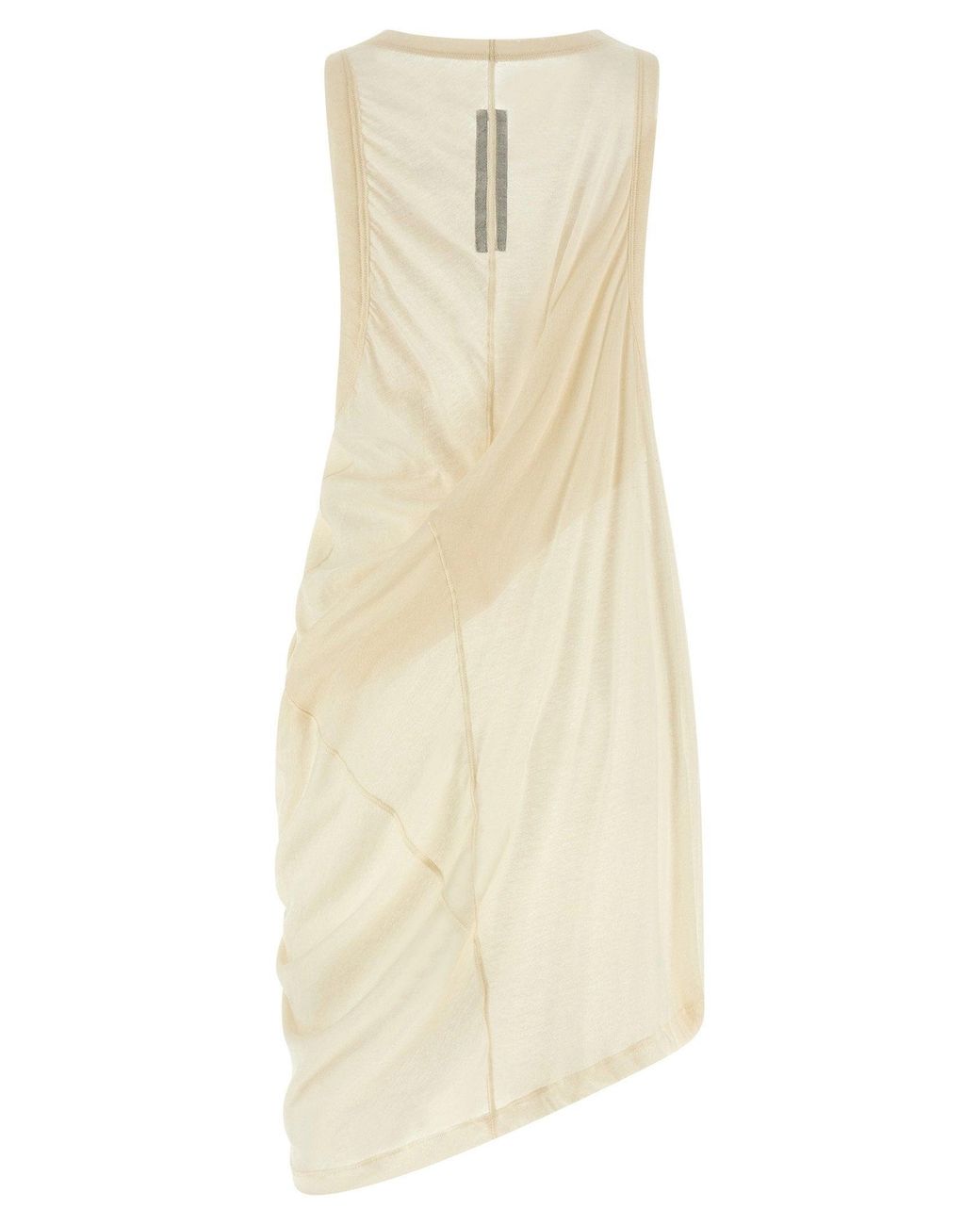 Rick Owens White Semi-Transparent Draped Cotton Jersey Tank Top