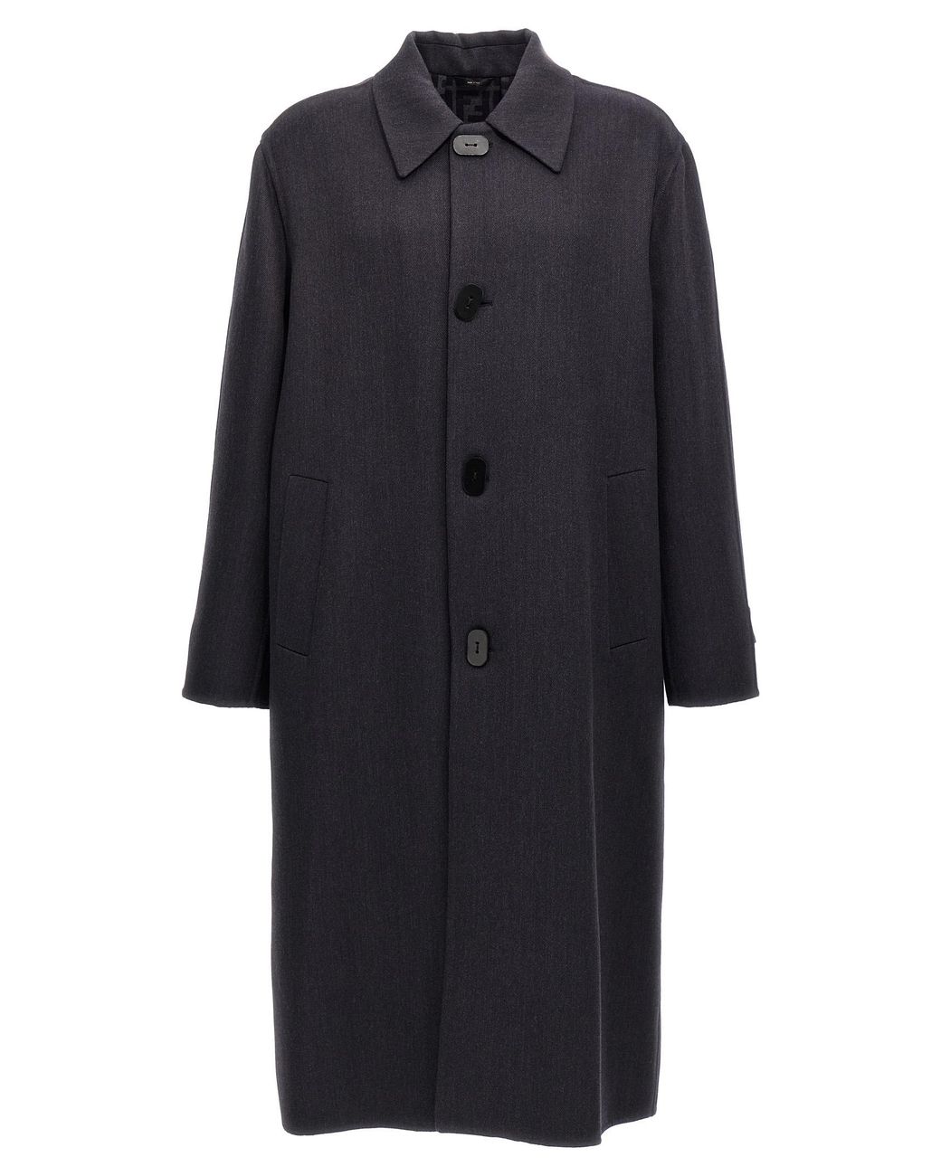 Fendi Blue Double Wool Coat Virgin Silk Coats, Trench for men