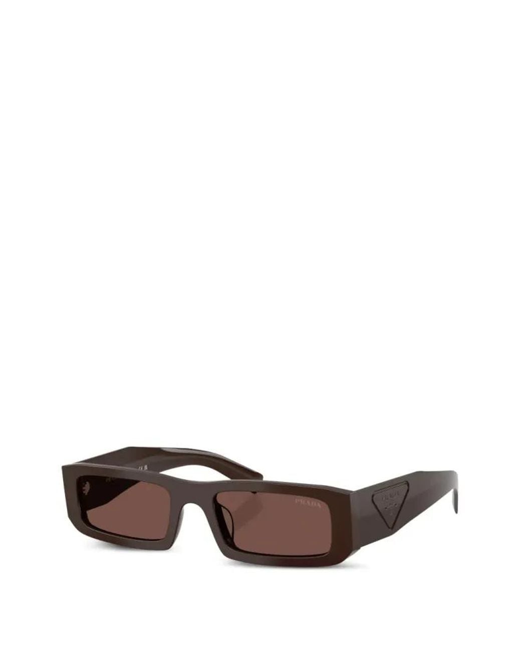 Prada Brown Triangle-Logo Sunglasses for men