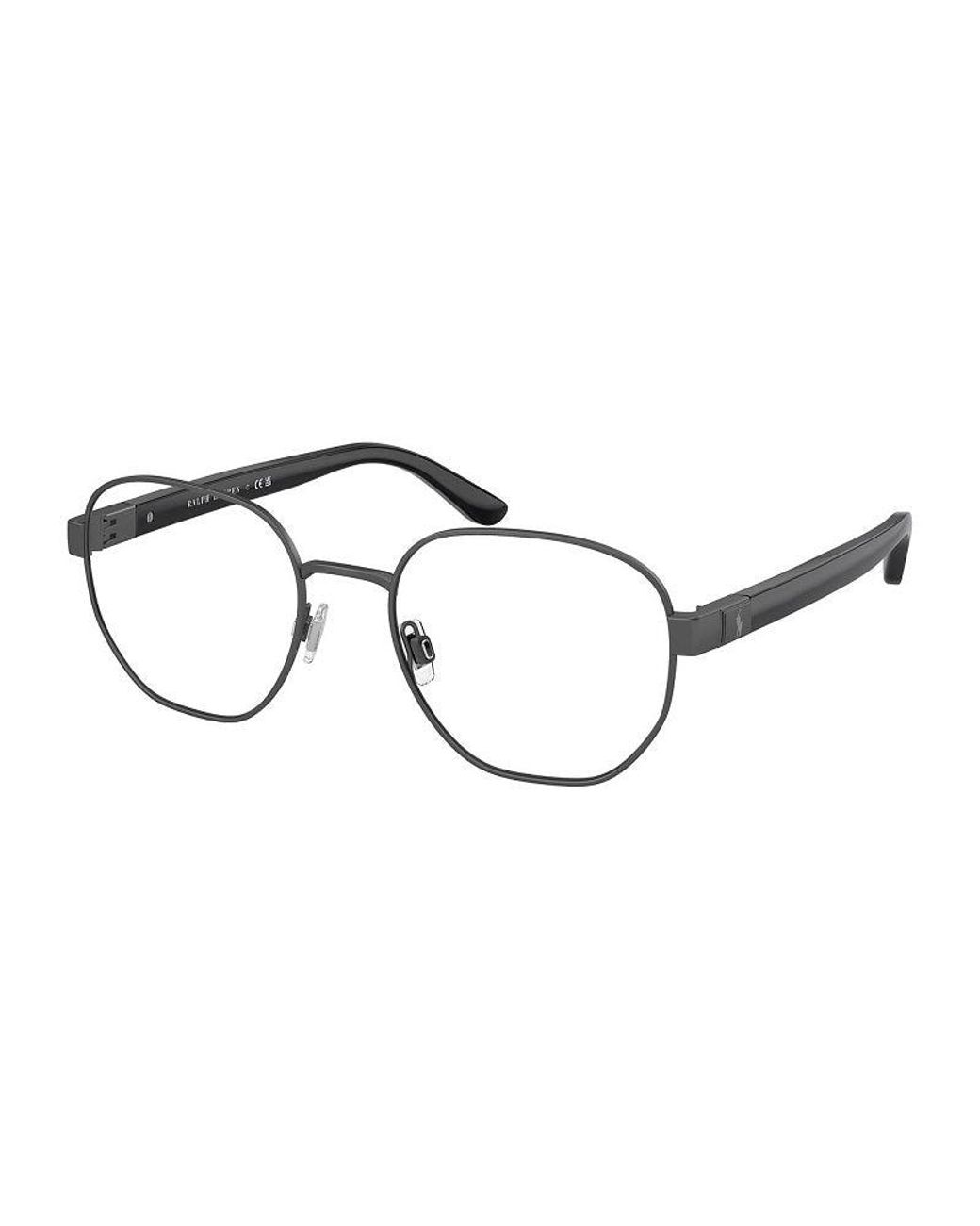 Polo Ralph Lauren Brown Eyeglasses Rectangle Full Rim, Semi Shiny Dark Gunmetal Frame And Clear Demo Lenses Lens Ph12249307 Sunglasses for men