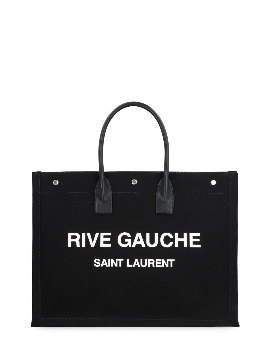 Saint Laurent Black Rive Gauche Canvas Tote Leather; Cotton; Linen Bags