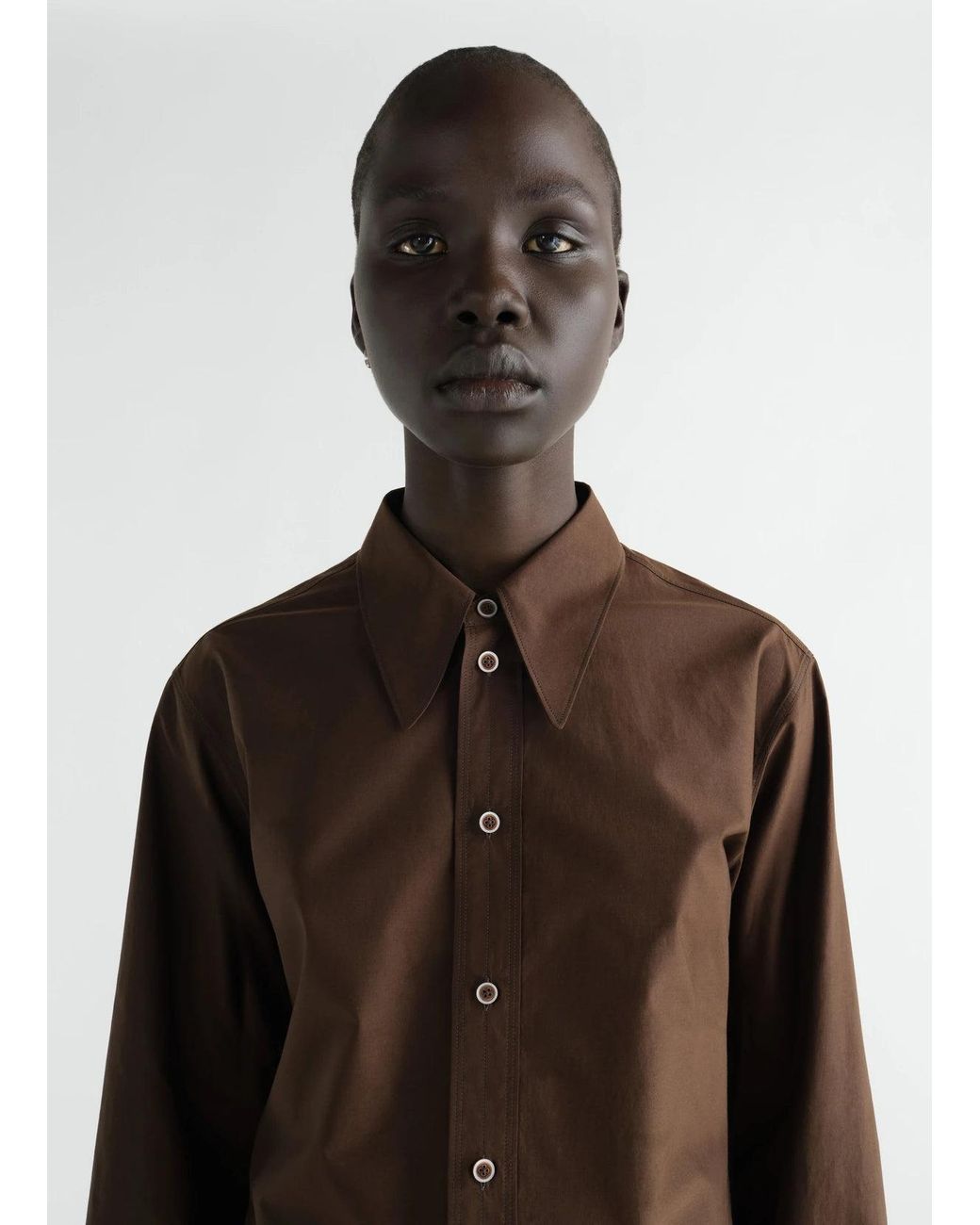 Lemaire Brown Chemise À Col Pointu Shirt
