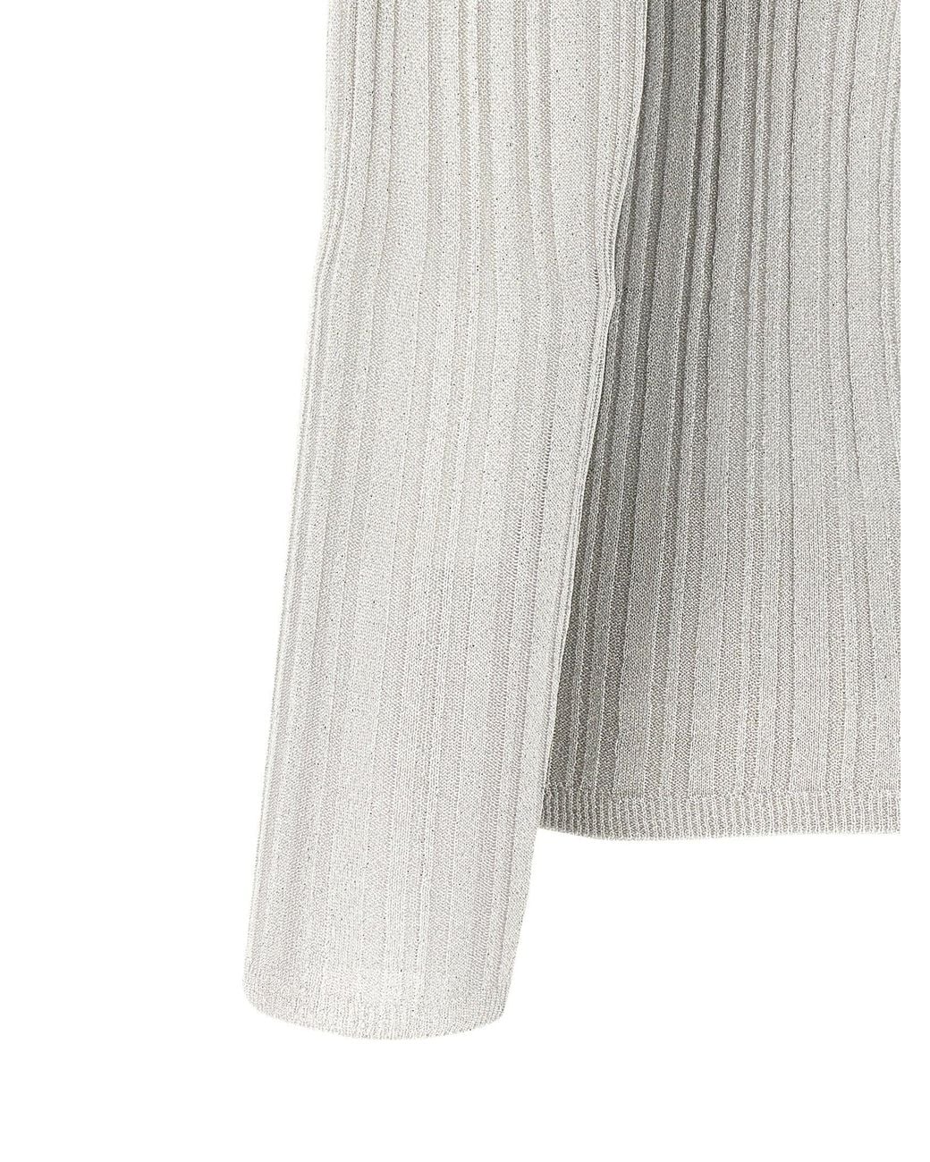 Fabiana Filippi White Lamé Ribbed Sweater
