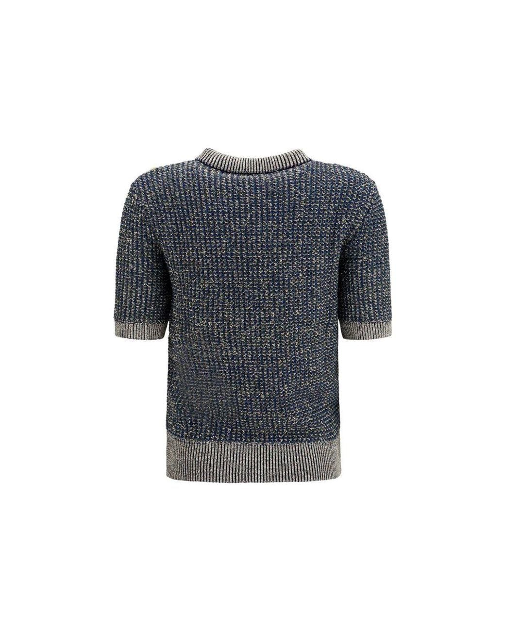 Balmain Gray Blue Polyamide Sweater