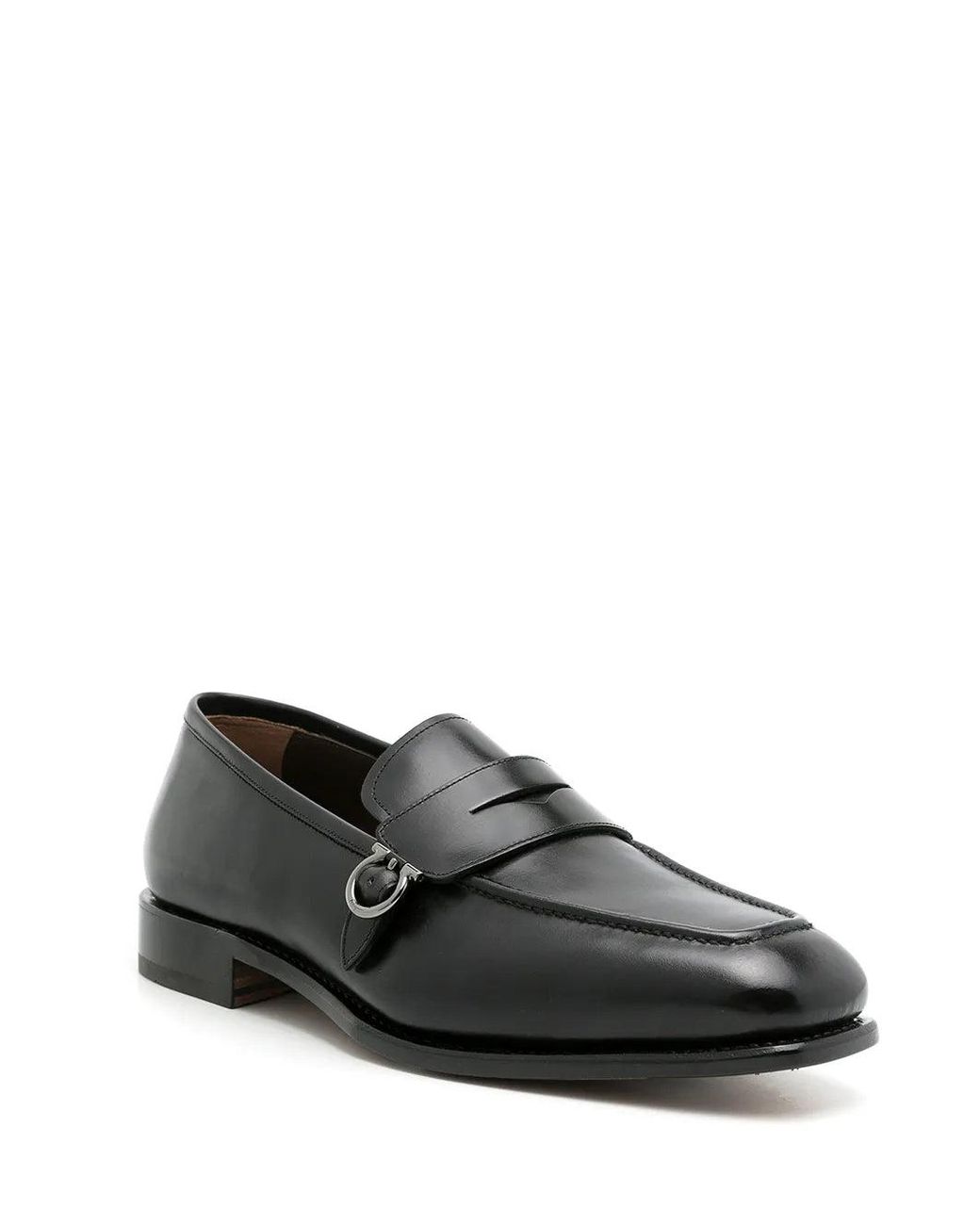 Ferragamo Black Ferragamo Leather Penny Loafers for men