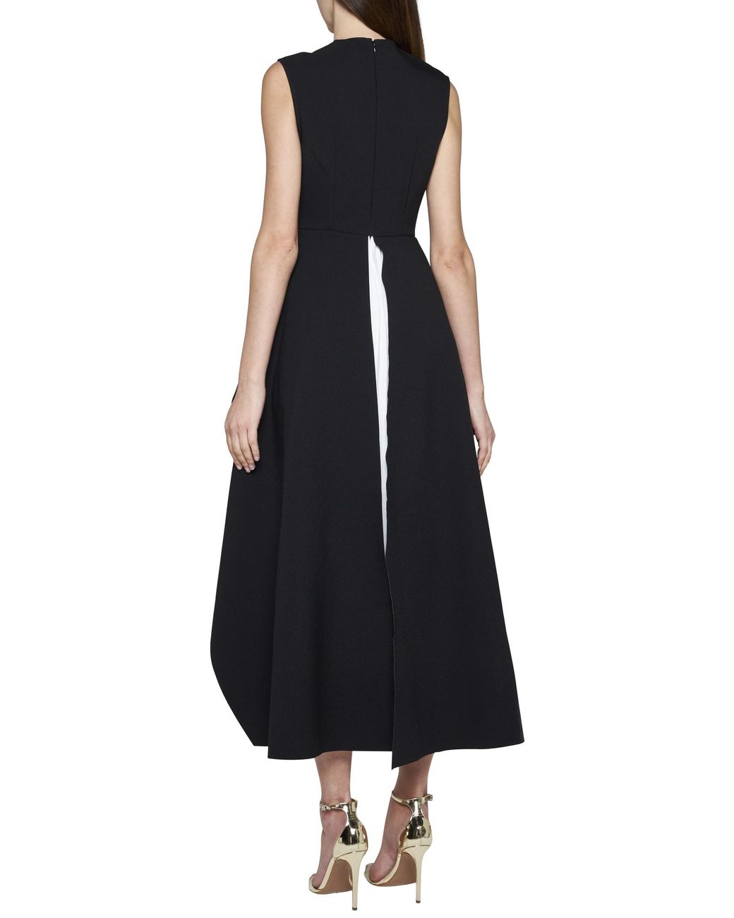 Solace London Severny Peplum Pleated Midi Dress in Black | Lyst