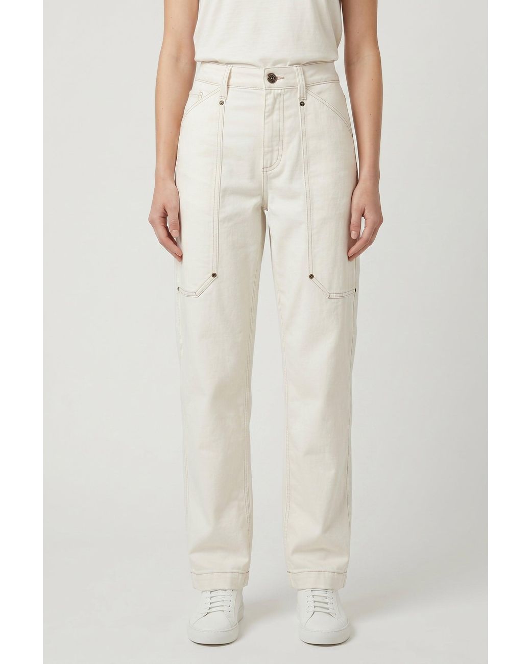 Brunello Cucinelli White Relaxed Cotton Trousers