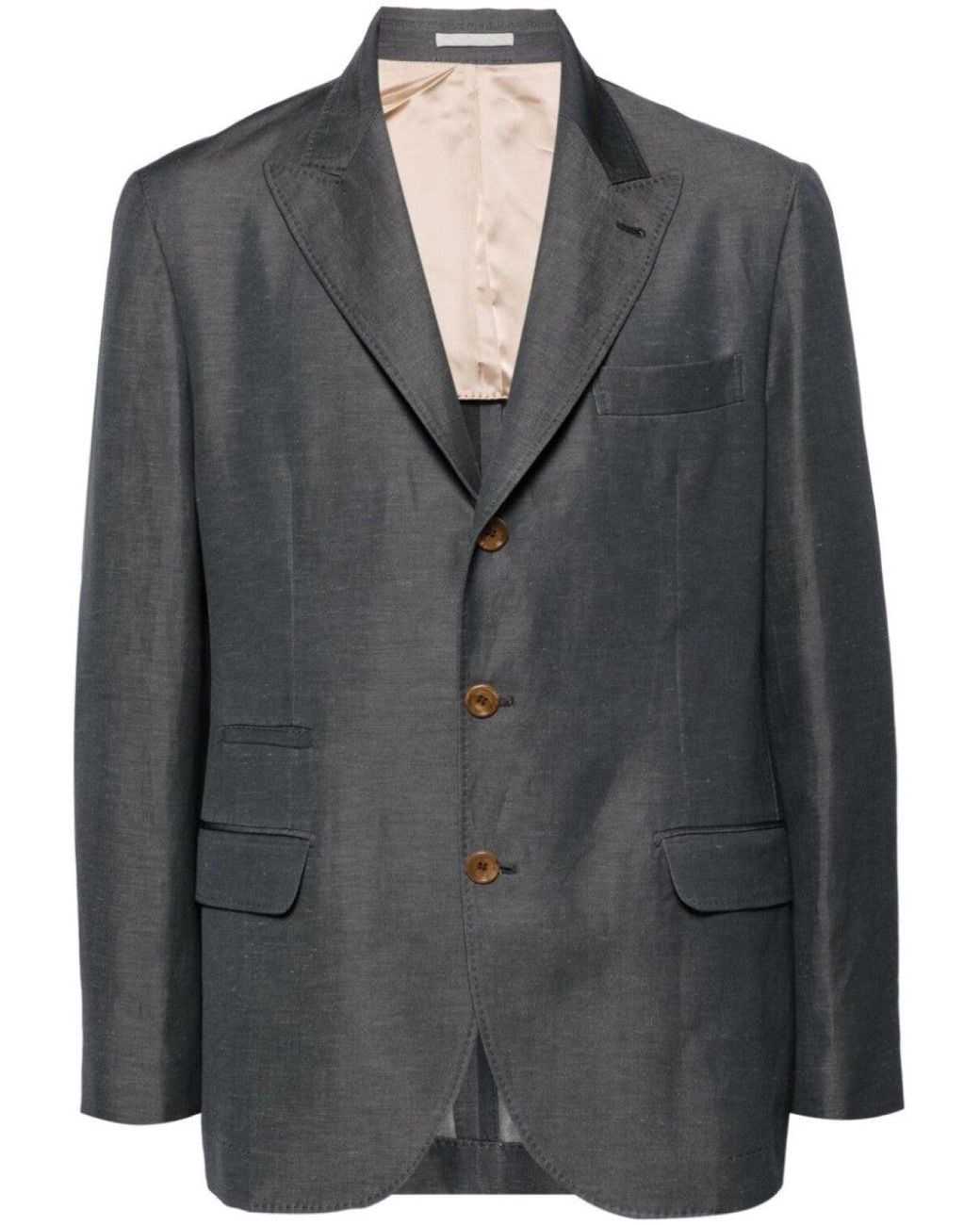 Brunello Cucinelli Black Charcoal Tailored Blazer for men