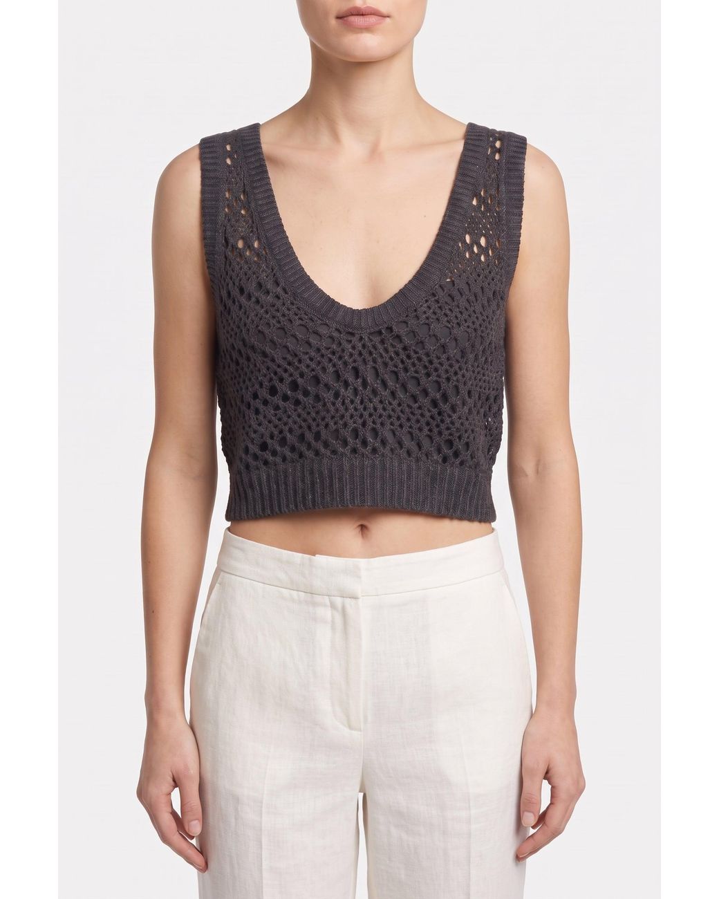 Brunello Cucinelli Black Dark Linen Silk Tank