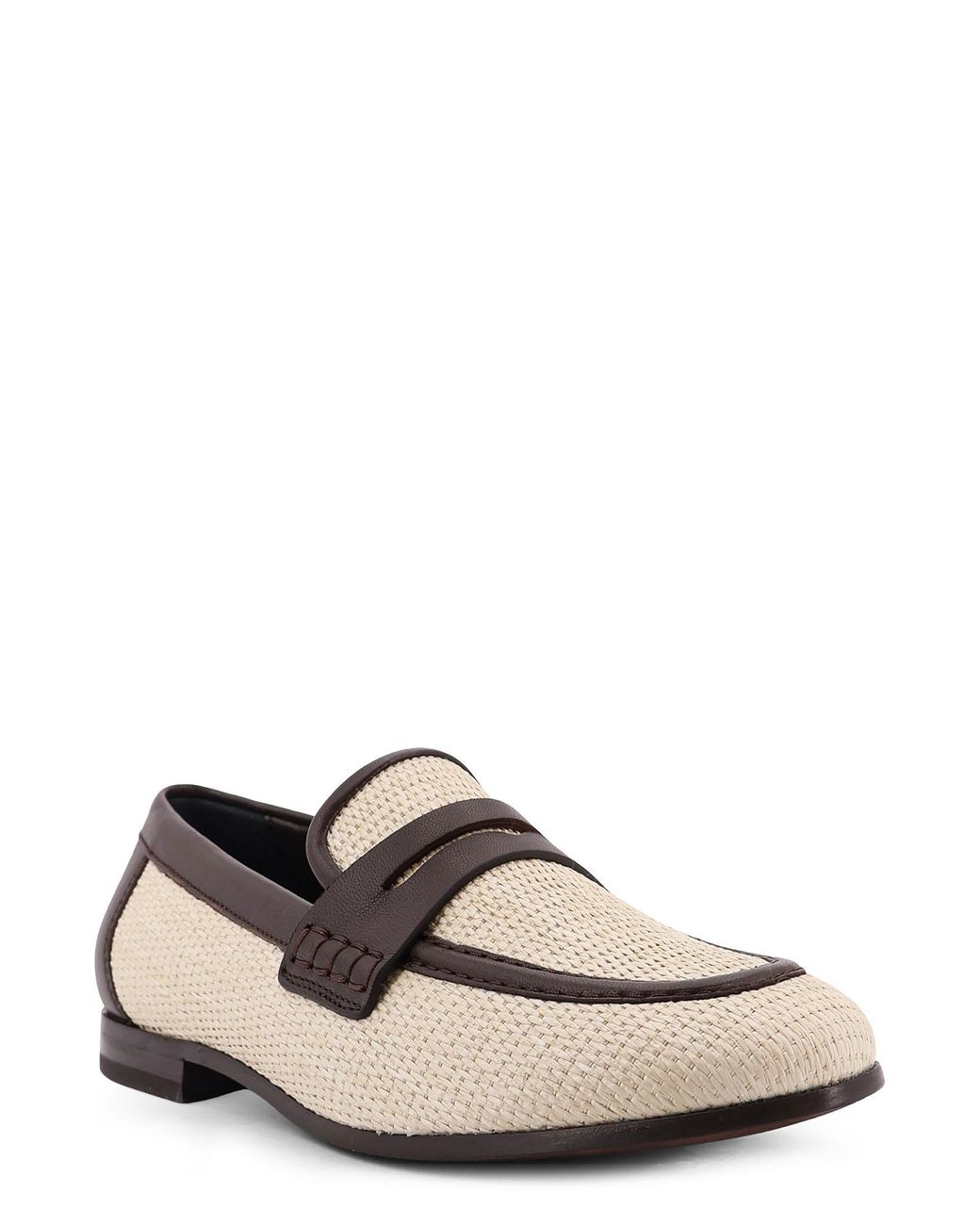 Brunello Cucinelli White Raffia And Leather Loafers