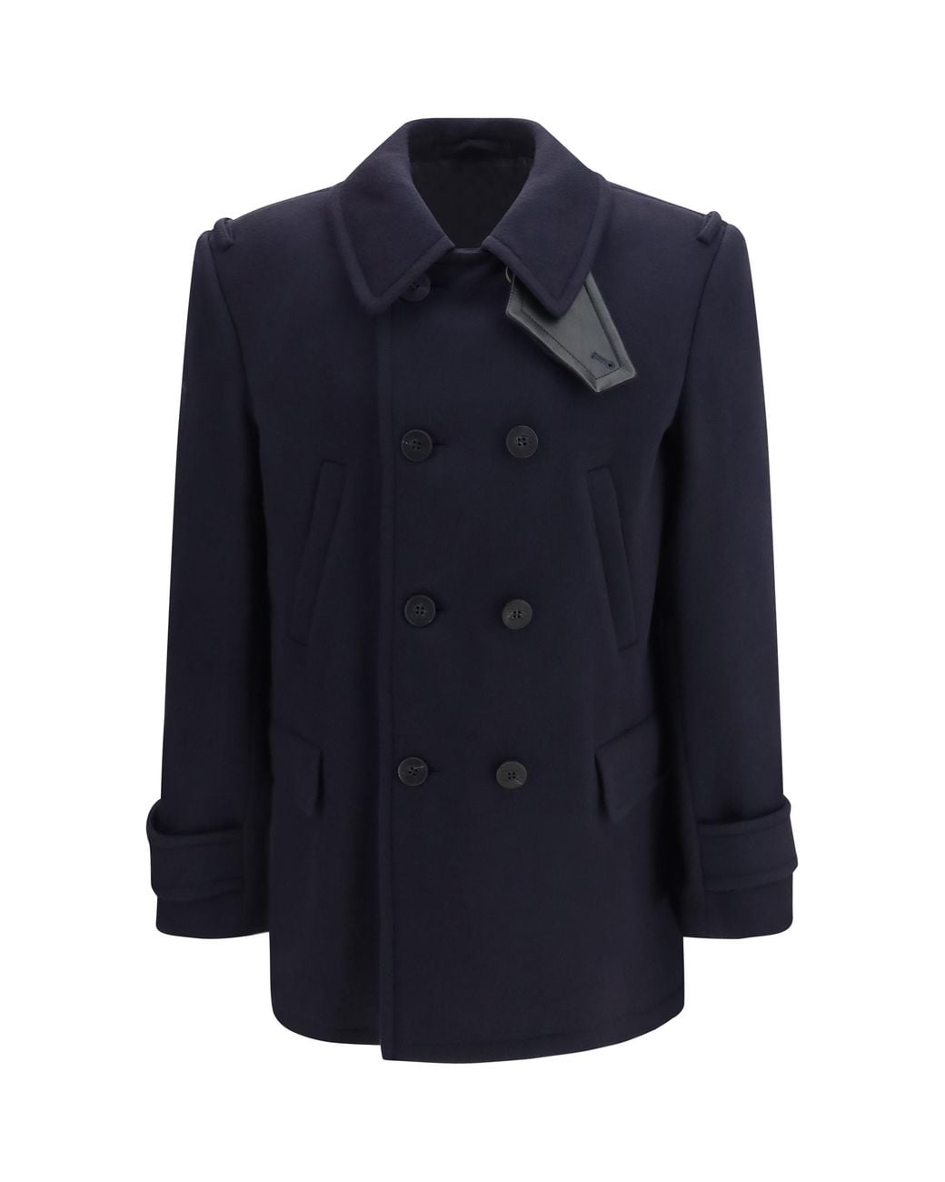 Burberry Blue Wool Cashmere Pea Coat for men