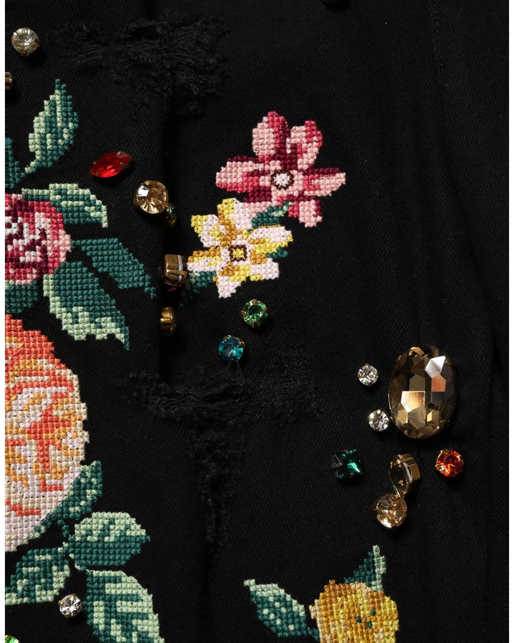 Dolce & Gabbana Black Floral Cotton High Waist Tapered Pants Elastane